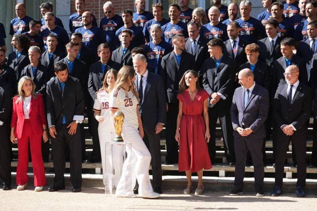King Felipe VI, Queen Letizia, Princess Leonor and Princess Infanta Sofia at royal reception to honour the Spain Soccer team after their victory in the World Cup USA and Mexico 2026 in Madrid on Modany, 20 July 2026 Cordon Press 