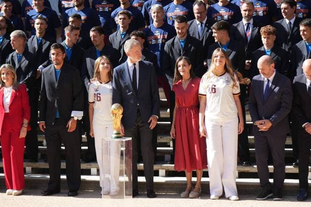 King Felipe VI, Queen Letizia, Princess Leonor and Princess Infanta Sofia at royal reception to honour the Spain Soccer team after their victory in the World Cup USA and Mexico 2026 in Madrid on Modany, 20 July 2026 Cordon Press 