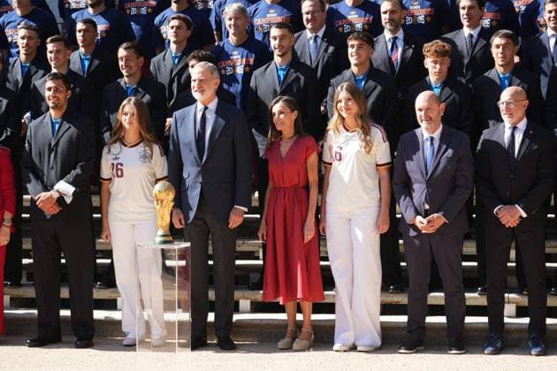 King Felipe VI, Queen Letizia, Princess Leonor and Princess Infanta Sofia at royal reception to honour the Spain Soccer team after their victory in the World Cup USA and Mexico 2026 in Madrid on Modany, 20 July 2026 Cordon Press 