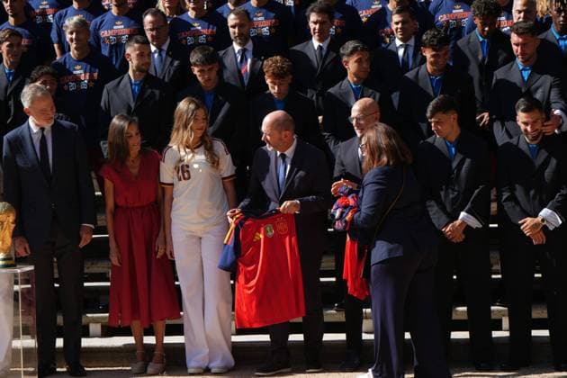 King Felipe VI, Queen Letizia, Princess Leonor and Princess Infanta Sofia at royal reception to honour the Spain Soccer team after their victory in the World Cup USA and Mexico 2026 in Madrid on Modany, 20 July 2026 Cordon Press 