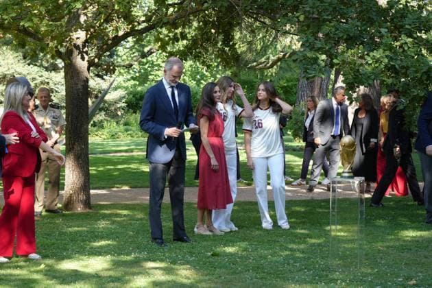 King Felipe VI, Queen Letizia, Princess Leonor and Princess Infanta Sofia at royal reception to honour the Spain Soccer team after their victory in the World Cup USA and Mexico 2026 in Madrid on Modany, 20 July 2026 Cordon Press 