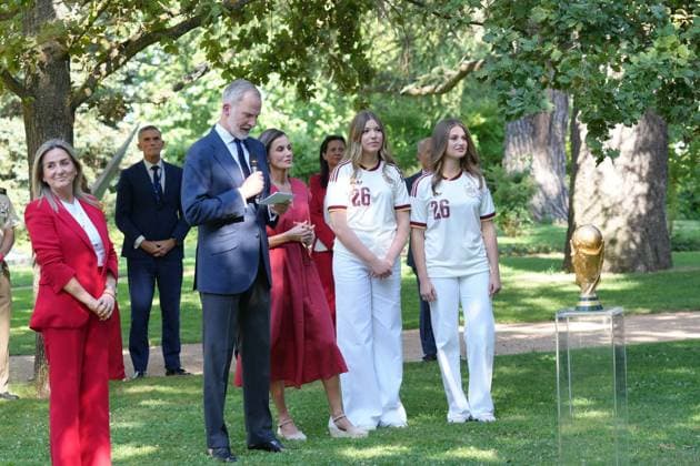 King Felipe VI, Queen Letizia, Princess Leonor and Princess Infanta Sofia at royal reception to honour the Spain Soccer team after their victory in the World Cup USA and Mexico 2026 in Madrid on Modany, 20 July 2026 Cordon Press 