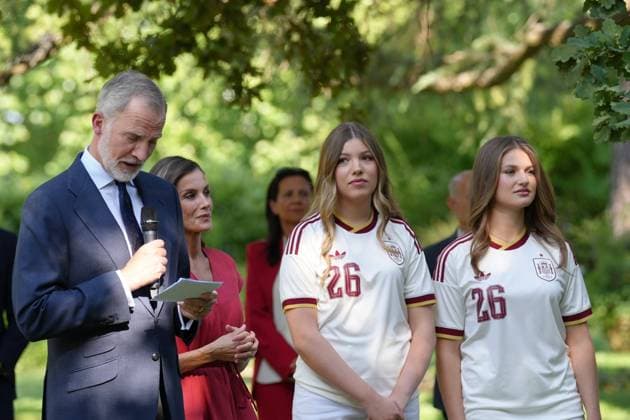 King Felipe VI, Queen Letizia, Princess Leonor and Princess Infanta Sofia at royal reception to honour the Spain Soccer team after their victory in the World Cup USA and Mexico 2026 in Madrid on Modany, 20 July 2026 Cordon Press 