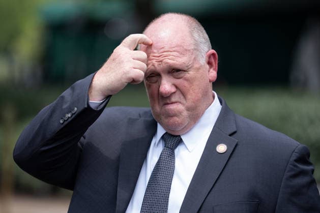 Tom Homan, White House border czar, speaks to members of the media outside the White House in Washington, DC, US, on Monday, July 20, 2026. The Department of Homeland Security last week ordered immigration agents to temporarily halt most vehicle stops during deportation operations, according to a department official, after a fatal shooting of a man in Maine reignited concerns about the agency s tactics.  WASP20260720101 AaronxSchwartz