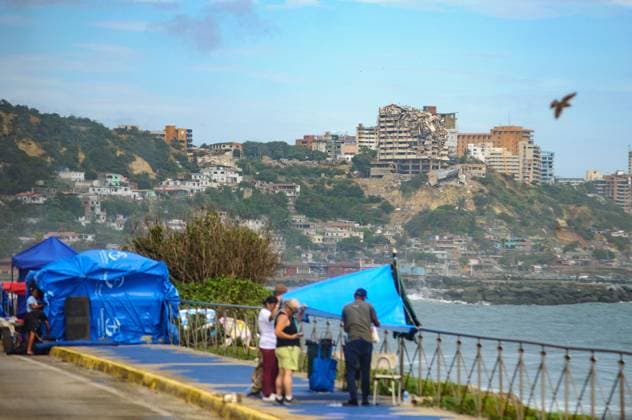 Displaced families remain in temporary shelters in La Guaira LA GUAIRA, VENEZUELA JULY 20, 2026: Temporary shelters are seen housing families displaced by the recent earthquakes in La Guaira, Venezuela. Many residents whose homes were destroyed remain in tents as humanitarian assistance, debris removal and reconstruction efforts continue. Recent rainfall has further complicated conditions in the temporary camps. La Guaira Venezuela (Bolivarian Republic of) Copyright: x xMarioxFloresx xJNAxPressx