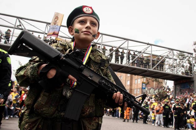 July 20, 2026, Bogota, Bogota D.C, Colombia: A kid wears a military costume during the Independence Day of Colombia military parade in Bogota, Colombia on July 20, 2026. Bogota Colombia  - ZUMAvp1_ 20260720_zia_vp1_045 Copyright: xJorgexLondonox
