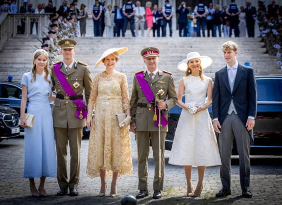 21-07-2026 Brussels Princess Eleonore and Prince Gabriel and Queen Mathilde and King Philippe - Filip and Crown Princess Elisabeth and Prince Emmanuel at the Te Deum at the Sainte-Gudule cathedral during the Belgian national day in Brussels. Â  Copyright: xPPEx