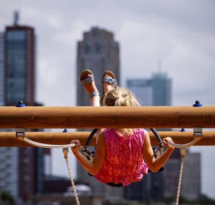 ROTTERDAM - Children are playing in the newly opened amusement park Spelen bij Beelen in Rotterdam-South. Beelen acquired the park, which was under construction and until recently owned by entrepreneur Hennie van der Most, following an auction. Van der Most had been working on developing an amusement park in the area since 2012; that park never opened. ROBIN VAN LONKHUIJSEN ANP netherlands out - belgium out  Copyright: xx x563985663x originalFilename: 563985663.jpg