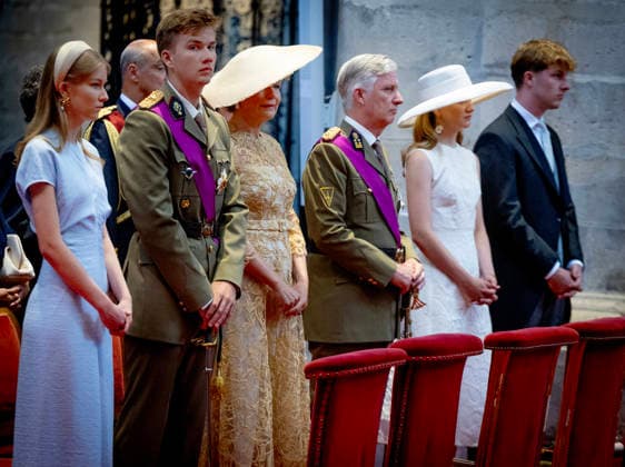 21-07-2026 Brussels Princess Eleonore and Prince Gabriel and Queen Mathilde and King Philippe - Filip and Crown Princess Elisabeth and Prince Emmanuel at the Te Deum at the Sainte-Gudule cathedral during the Belgian national day in Brussels. Â  Copyright: xPPEx