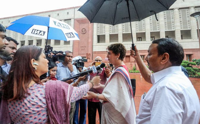 Congress MP Priyanka Gandhi speaks to the media at the Parliament premises during the Monsoon Session New Delhi, Jul 21 (ANI): Congress MP Priyanka Gandhi speaks to the media at the Parliament premises during the Monsoon Session, in New Delhi on Tuesday. New Delhi Delhi India Copyright: xANIx ANI_20260721097