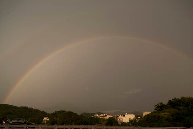 July 21, 2026, Taichung, Taiwan: A view of a double rainbow on the outskirts of Taichung, Taiwan. Taichung Taiwan  - ZUMAc217 20260721_zip_c217_007 Copyright: xAndrexM.xChangx
