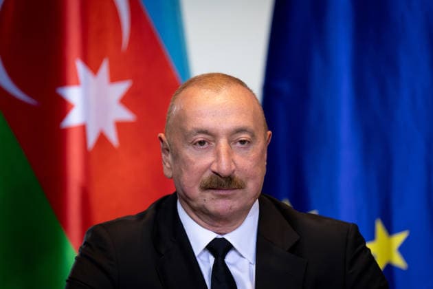 Präsident, Aserbaidschan, Ilham Alijew Berlin, Bundeskanzleramt, Pressekonferenz, Präsident, Aserbaidschan, Ilham Alijew Berlin Berlin GER *** President of Azerbaijan, Ilham Aliyev, Berlin, Federal Chancellery, press conference, President of Azerbaijan, Ilham Aliyev, Berlin, Berlin, GER