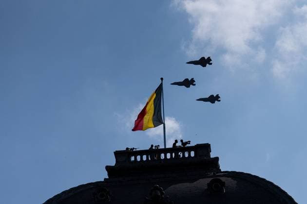 F-35 pictured in action during the military and civilian parade on the Belgian National Day, in Brussels, Tuesday 21 July 2026. This parade pays tribute to our Belgium s security and emergency services, such as the army, police, fire brigade or civil protection. MARIUS BURGELMAN  MariusxBurgelman 181678854
