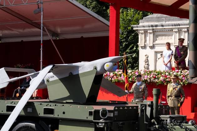 drones pictured during the military and civilian parade on the Belgian National Day, in Brussels, Tuesday 21 July 2026. This parade pays tribute to our Belgium s security and emergency services, such as the army, police, fire brigade or civil protection. MARIUS BURGELMAN  MariusxBurgelman 181680376