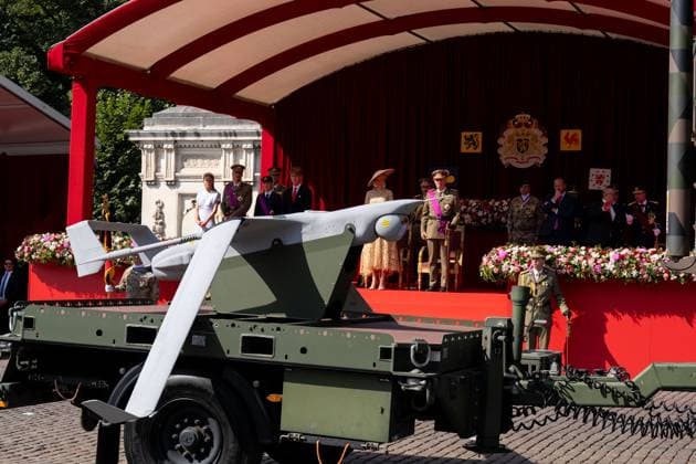 drones pictured during the military and civilian parade on the Belgian National Day, in Brussels, Tuesday 21 July 2026. This parade pays tribute to our Belgium s security and emergency services, such as the army, police, fire brigade or civil protection. MARIUS BURGELMAN  MariusxBurgelman 181680379