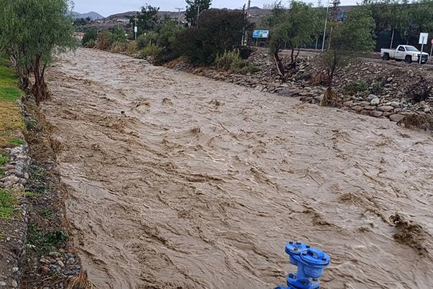 Vallenar, July 21, 2026: A general view of the Ananuca Bridge over the Huasco River in Vallenar amid the emergency caused by the weather front. Claudio Lopez, Aton Chile, Vallenar, Chile. Aton 1174339  Copyright: CLAUDIOxLOPEZ ATONxCHILE