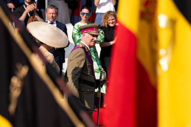 King Philippe - Filip of Belgium pictured during the military and civilian parade on the Belgian National Day, in Brussels, Tuesday 21 July 2026. This parade pays tribute to our Belgium s security and emergency services, such as the army, police, fire brigade or civil protection. MARIUS BURGELMAN  MariusxBurgelman 181686136
