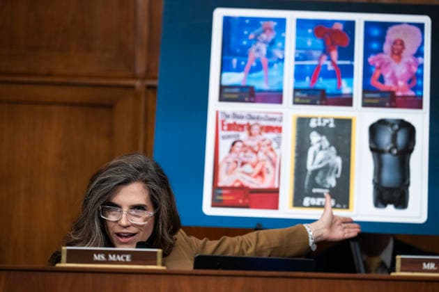 Examining the Smithsonian s Efforts to Reshape the Past UNITED STATES - JULY 21: Rep. Nancy Mace, R-S.C., displays pictures from the Smithsonian exhibit Entertainment Nation, while questioning Anthea Hartig, director of the Smithsonian Institute s National Museum of American History, during the House Oversight and Government Reform Delivering on Government Efficiency Subcommittee hearing titled Rewriting American History: Examining the Smithsonian s Efforts to Reshape the Past, in Rayburn building on Tuesday, July 21, 2026. (Tom Williams CQ Roll Call) Washington DC United States EDITORIAL USE ONLY Copyright: x2026xCQ-RollxCall,xInc.x TomxWilliamsx rollcallpix172072