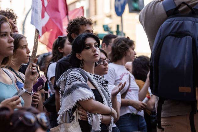 July 21, 2026, Milan, Mi, Italy: A protest was organized following the death of Abderrahim Fakir, a 42-year-old entrepreneur of Moroccan origin who died on Sunday while being pinned face-down on the ground by police officers. The demonstration in memory of Fakir, held in front of the prefecture, drew hundreds of people. Milan Italy - ZUMAc276 20260721_zip_c276_004 Copyright: xAndreaxCarrubbax