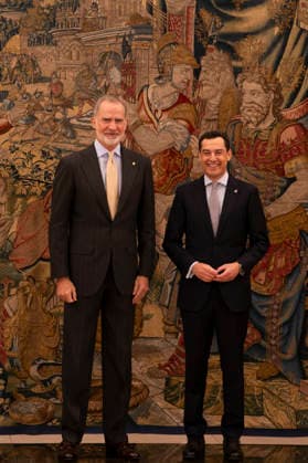 King Felipe VI receives Juan Manuel Moreno Bonilla, President of the Regional Government of Andalusia, at Zarzuela Palace. July 21, 2026. (202607211693)