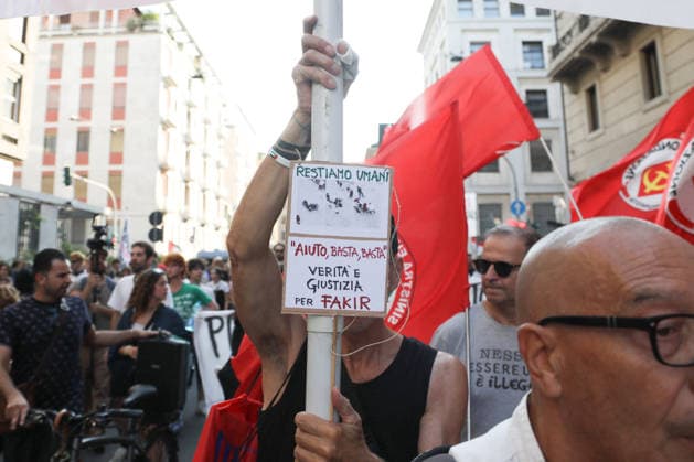 IPA86873780 - Milan, July 21, 2026, Largo 11 Settembre: A rally was held in front of the Prefecture, which later turned into a Sicobas march in memory of Abderrahim Fakir, who died in Bologna following police intervention  Copyright: xx xx 86873780