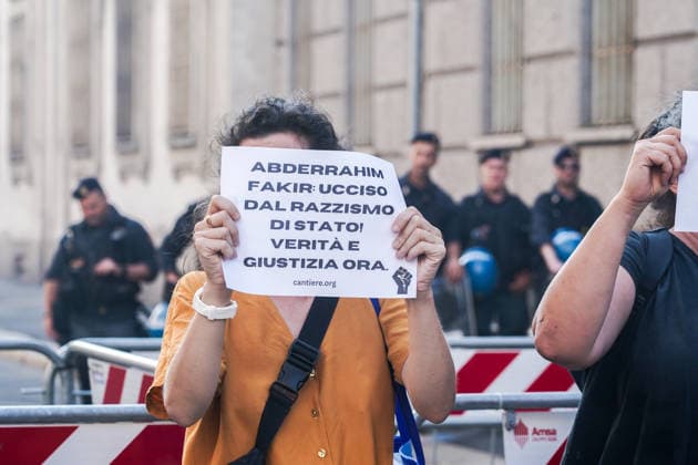 IPA86874712 - MILAN, July 21, 2026 - Protest at the Prefecture demanding truth and justice for Fakir Abderrahim, the man of Moroccan origin killed during a police stop on Sunday, July 19, in Bologna.  Copyright: xEmanuelexRobertoxDexCarlix xx 86874712
