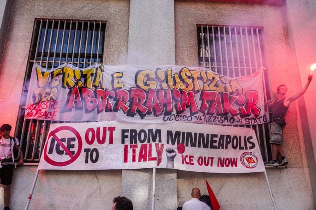 IPA86874696 - MILAN, July 21, 2026 - Protest at the Prefecture demanding truth and justice for Fakir Abderrahim, the man of Moroccan origin killed during a police stop on Sunday, July 19, in Bologna.  Copyright: xEmanuelexRobertoxDexCarlix xx 86874696