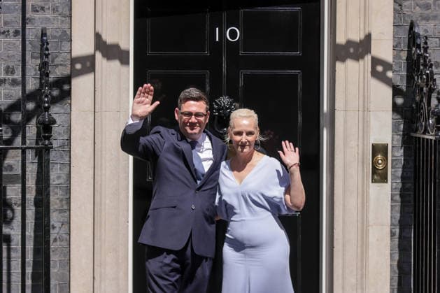 July 20, 2026, London, United Kingdom: UK Prime Minister Andy Burnham and wife Marie-France van Heel pose for photos outsite No.10 Downing Street. London United Kingdom - ZUMAs197 20260720_aaa_s197_611 Copyright: xDinendraxHariax