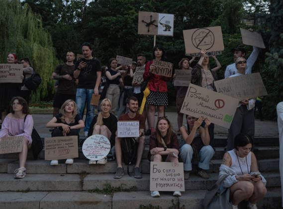 July 21, 2026: Hundreds of Ukrainians attend the sixth day of protests follwing the dismissal of Former Minister of Defence of Ukraine, Mykhailo Fedorov, on July 21, 2026. Protests have been taking place near the Ivan Franko National Academic Drama Theatre in Kyiv, Ukraine. - ZUMAj167 20260721_zip_j167_011 Copyright: xSvetxJacquelinex