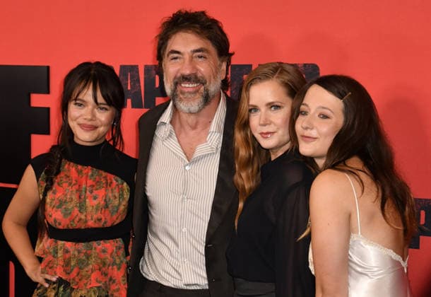 NEW YORK, NY - JULY 21: Malia Pyles, Javier Bardem, Amy Adams and Lily Collias at the Apple TV Cape Fear Finale Event on July 21, 2026 at DGA Theater in New York City. Copyright: xmpi099 MediaPunchx