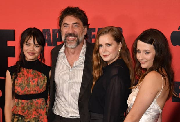 NEW YORK, NY - JULY 21: Malia Pyles, Javier Bardem, Amy Adams and Lily Collias at the Apple TV Cape Fear Finale Event on July 21, 2026 at DGA Theater in New York City. Copyright: xmpi099 MediaPunchx