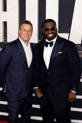 Jeffrey Hirsch, 50 Cent at arrivals for FIGHTLAND Premiere, Jazz At Lincoln Center, New York, NY, July 21, 2026. Photo By: Ryan Billings Everett Collection FIGHTLAND Premiere PUBLICATIONXNOTxINxCANxCHNxFRAxITAxJPNxNORxPOLxRUSxESPxUKxUSA