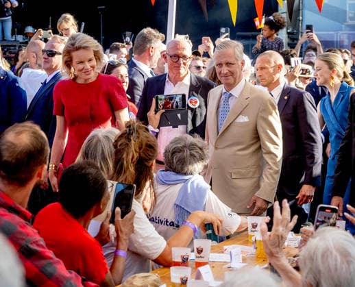21-07-2026 Resto Crown Princess Elisabeth and Queen Mathilde and King Philippe - Filip during the Everyone to the Table initiative by Resto National at Vossenplein - Place du Jeu de Balle, as part of the National Holiday in Brussels Â  Copyright: xPPEx