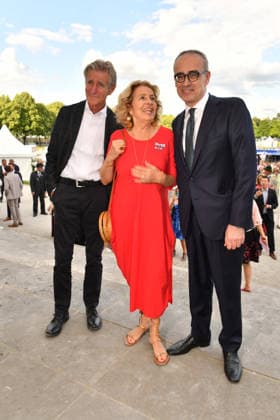 Michaela May mit Ehemann Bernd Schadewald und Fausto Panebianco (Konsul General of Italy) Sommerempfang des Bayerischen Landtags 2026 Neuen Schloss Schleißheim München 21. Juli 2026 *** Michaela May with her husband Bernd Schadewald and Fausto Panebianco, Consul General of Italy, at the Bavarian State Parliament’s 2026 Summer Reception at the New Palace in Schleißheim, Munich, July 21, 2026