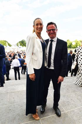 Christine Theiss mit Ehemann Sommerempfang des Bayerischen Landtags 2026 Neuen Schloss Schleißheim München 21. Juli 2026 *** Christine Theiss with her husband at the Bavarian State Parliament’s 2026 Summer Reception at the New Palace in Schleißheim, Munich, July 21, 2026