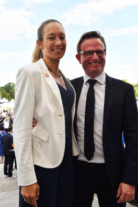 Christine Theiss mit Ehemann Sommerempfang des Bayerischen Landtags 2026 Neuen Schloss Schleißheim München 21. Juli 2026 *** Christine Theiss with her husband at the Bavarian State Parliament’s 2026 Summer Reception at the New Palace in Schleißheim, Munich, July 21, 2026