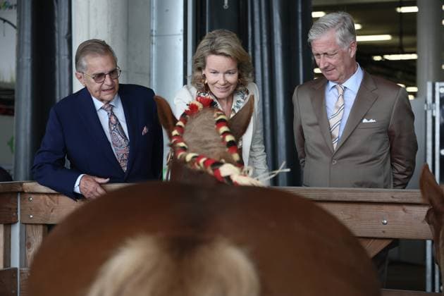 Queen Mathilde of Belgium and King Philippe - Filip of Belgium pictured during a royal visit at the 90th edition of the Libramont Agricultural fair (24-27 07), on Wednesday 22 July 2026, in Libramont.  BRUNOxFAHY 181729842