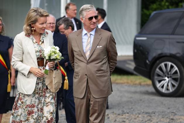 Queen Mathilde of Belgium and King Philippe - Filip of Belgium arrive for a royal visit at the 90th edition of the Libramont Agricultural fair (24-27 07), on Wednesday 22 July 2026, in Libramont.  BRUNOxFAHY 181735767