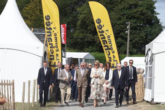 King Philippe - Filip of Belgium and Queen Mathilde of Belgium pictured during a royal visit at the 90th edition of the Libramont Agricultural fair (24-27 07), on Wednesday 22 July 2026, in Libramont.  BRUNOxFAHY 181735901