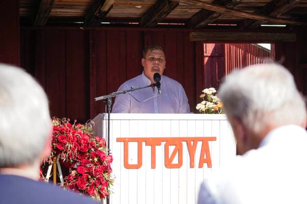 22. juli markering pa Utoya Utoya 20260722. Leder i AUF Gaute Borstad Skjervo under 22. juli markering pa Utoya. I ar er det 15 ar siden terrorangrepet hvor 77 mennesker mistet livet i 2011. Foto: Thomas Fure NTB Utoya Norge j7wekHQQxq4 EDITORIAL USE ONLY Ref:_BNC_POLj7wekHQQxq4.jpg *** July 22 commemoration on Utoya Utoya 20260722 AUF leader Gaute Borstad Skjervo during the July 22 commemoration on Utoya This year marks 15 years since the terrorist attack in which 77 people lost their lives in 2011 Photo: Thomas Fure NTB Utoya Norway j7wekHQQxq4 EDITORIAL USE ONLY Ref BNC POLj7wekHQQxq4 jpg  Copyright: xThomasxFurex xNTBx