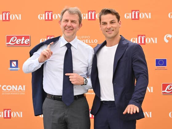 July 22, 2026, Giffoni Valle Piana, Salerno, Italy: Francesco Giorgino and Jacopo Gubitosi attend the photocall at the 2026 Giffoni Film Festival. Giffoni Valle Piana Italy - ZUMAs197 20260722_aaa_s197_042 Copyright: xAntoninoxD™Espositox