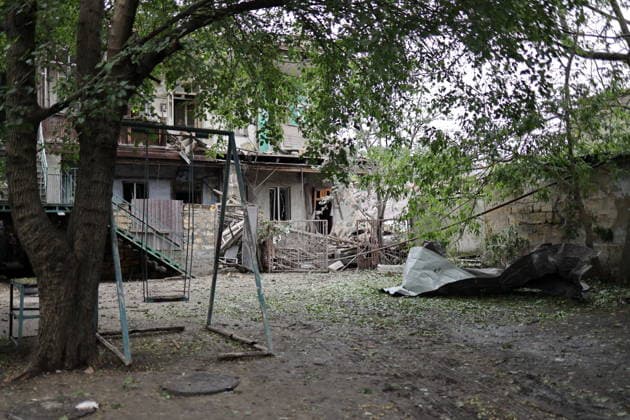 A residential building was damaged by a drone in Odessa - 22 Jul 2026 View of the courtyard of the damaged residential building on Ataman Golovatogo Street. According to city authorities, three people were injured and one was killed as a result of a Russian drone hitting a residential building on Ataman Golovatogo Street. Odessa Ukraine Copyright: xViacheslavxOnyshchenkox xSOPAxImagesx Vonyshchenko