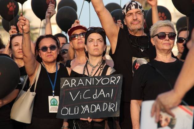 July 22, 2026, Â°Zmir, ToÂ¼rkiye: IZMIR, TURKEY Ã¢â‚¬ JULY 22, 2026: Participants dressed in black walk silently from Pasaport Ferry Terminal to Alsancak Ferry Terminal during an awareness march organized by volunteers to highlight the welfare and rights of stray animals. Carrying black balloons bearing the words One Life Lost, demonstrators complete the march without chanting slogans before delivering a brief press statement at the end of the route. Â°Zmir Türkiye - ZUMAq101 20260722_zna_q101_209 Copyright: xNagihanxCakirx