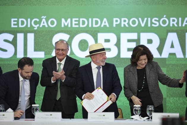Lula da Silva attends ceremony to enact tariff relief bill in Brazil BRASILIA, BRAZIL - JULY 22: Brazil s President Luiz Inacio Lula da Silva speaks during a ceremony to sign into law a bill establishing a line of credit for companies affected by new tariffs imposed by the U.S. government, at the Planalto Palace in Brasilia, Brazil, July 22, 2026. Mateus Bonomi Anadolu Brasilia Brazil. Editorial use only. Please get in touch for any other usage.  Copyright: x2026xAnadoluxMateusxBonomix