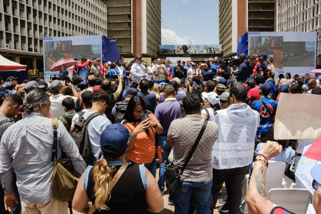 Maduro supporters gather in Caracas CARACAS, VENEZUELA - JULY 22: Government supporters and family members, including Nicolas Maduro Guerra, gather at the historic Plaza Caracas for a Patriots Gathering in Caracas, Venezuela, on July 22, 2026. The rally, which called for the release of Nicolas Maduro, coincided with his third hearing in a New York federal court, where the start of his trial was scheduled for June 1, 2027. Diko Betancourt Anadolu Caracas Venezuela. Editorial use only. Please get in touch for any other usage.  Copyright: x2026xAnadoluxDikoxBetancourtx
