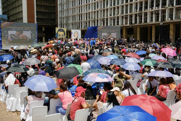 Maduro supporters gather in Caracas CARACAS, VENEZUELA - JULY 22: Government supporters and family members, including Nicolas Maduro Guerra, gather at the historic Plaza Caracas for a Patriots Gathering in Caracas, Venezuela, on July 22, 2026. The rally, which called for the release of Nicolas Maduro, coincided with his third hearing in a New York federal court, where the start of his trial was scheduled for June 1, 2027. Diko Betancourt Anadolu Caracas Venezuela. Editorial use only. Please get in touch for any other usage.  Copyright: x2026xAnadoluxDikoxBetancourtx