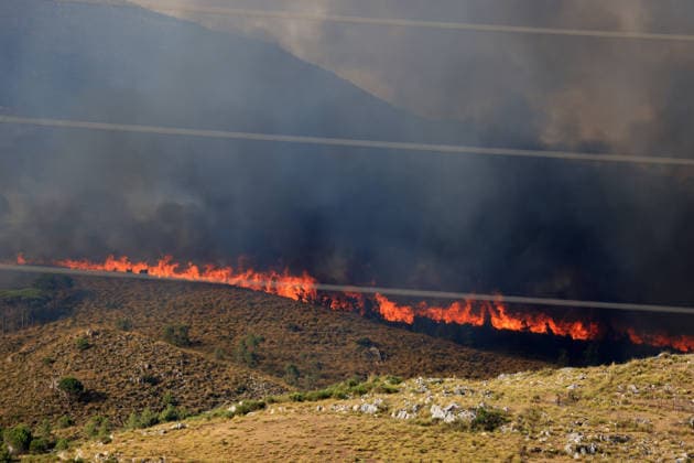 Wildfire firefighting efforts continue on Sicily island PALERMO, ITALY - JULY 22: Wildfires continue to burn in several parts of Sicily as firefighting efforts remain underway in Palermo, Sicily, Italy on July 22, 2026. Aircraft and helicopters are being used to battle a wildfire in the Casaboli forest, located in the mountainous area between the towns of Monreale and Pioppo near Palermo. Alberto Lo Bianco Anadolu Palermo Italy. Editorial use only. Please get in touch for any other usage.  Copyright: x2026xAnadoluxAlbertoxLoxBiancox