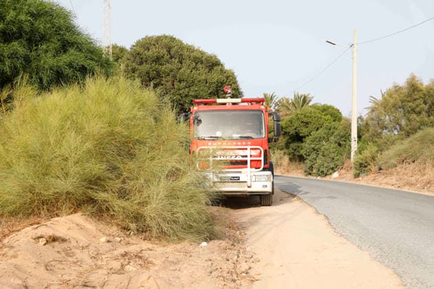 July 22, 2026, Bizerte, Bizerte, Tunisia, Tunisia: Scorched trees are seen on the hills overlooking the coast of Sidi Ali Mekki in the locality of Ghar El Melh on July 22, 2026 after being ravaged by a forest fire. Wildfires broke out the previous night in the heights of Ghar El Melh, Sidi Ali El Mekki, and RafRaf in Tunisia s Bizerte Governorate causing great concern among residents and vacationers. Bizerte Tunisia - ZUMAm342 20260722_zsp_m342_026 Copyright: xHasanxMradx