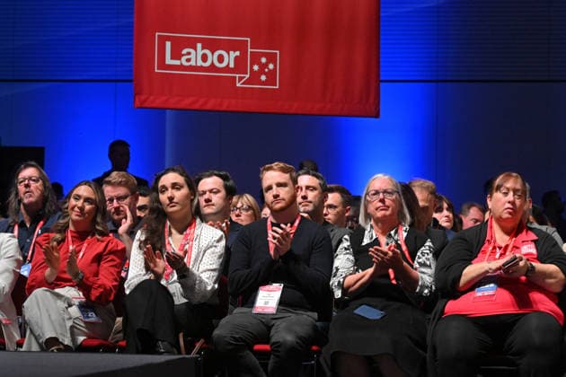 ALP NATIONAL CONFERENCE, Delegates applaud as Prime Minister Anthony Albanese speaks during the 50th Australian Labor Party (ALP) national convention at the Adelaide Convention Centre, in Adelaide, Thursday, July 23, 2026. ( ADELAIDE SOUTH AUSTRALIA AUSTRALIA  Copyright: xMICKxTSIKASx 20260723187319474808