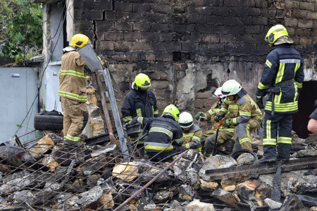 Rescuers clear the rubble at a two-storey residential building partially destroyed by a Russian drone attack, Odesa, Ukraine, July 22, 2026. In the morning, the Russian army struck the southern port city with attack drones, killing a man and injuring two people - an 82-year-old woman and a 54-year-old man. (Photo by Nina Liashonok Ukrinform) Russian army attacks Odesa with drones, killing 1 man  Copyright: xNinaxLiashonokx